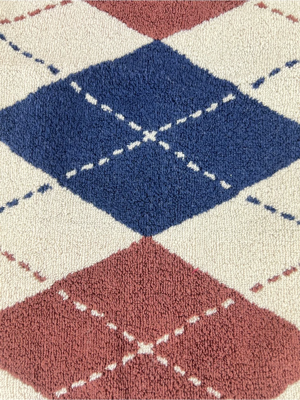Tommy Hilfiger 8 Pc Bath Towel Set Cream Navy Brown Argyle 100% Cotton NEW